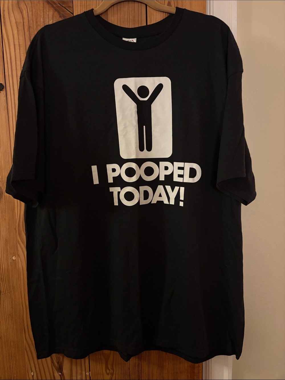 Delta Black Graphic Tee with White 'I Pooped Today!' Print